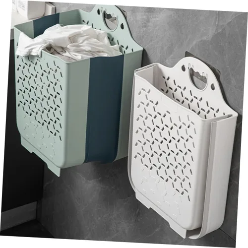 Vista 4 de Alipis Cesta de lavandería plegable de plástico para niños, color blanco, 1 juego