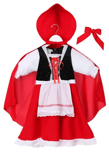 Vista 4 de Disfraz de caperucita roja de lujo para niños Multicolor