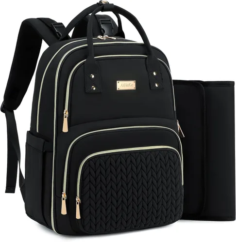 Vista 10 de Mochila para pañales, grande, multifuncional, para niños, niñas y bebés, bolsa esencial de viaje con cambiador, bolsillos aislados, correas