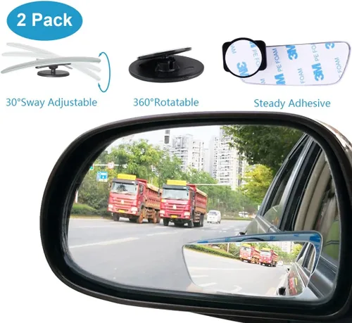 Vista 3 de Espejo retrovisor universal con clip, 11.4 pulgadas, gran angular, antirreflejo, tinte azul, 2 espejos de punto ciego