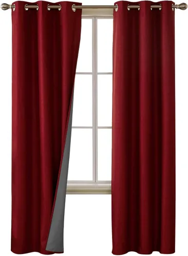 Vista 10 de Deconovo - Cortinas de oscurecimiento total, cortinas de lino sintético de ahorro de energía con revestimiento de 3 capas para ventana pequeña, 42 x