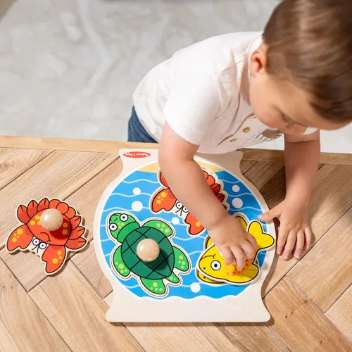 Vista 8 de melissa & doug pecera Jumbo perilla de madera Puzzle, Versión estándar, Multicolor