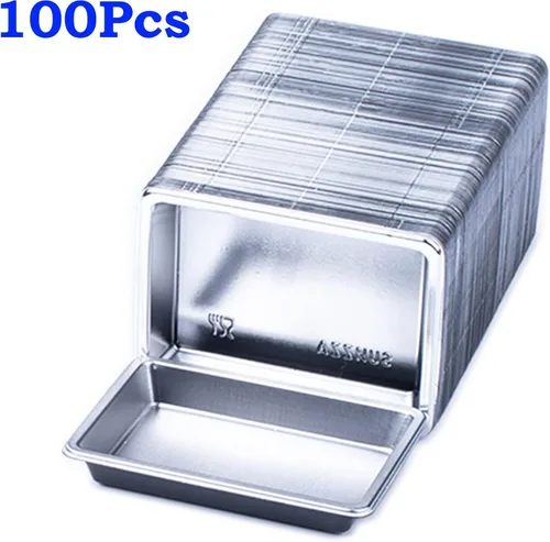 Vista 2 de QJFCare 100 platos rectangulares desechables para salsa, mini platos de postre para inmersión, plato de sopa para salsa de soja, platos de Plateado