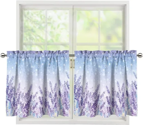 Vista 53 de God Bssing You Tier Curtains for July 4Th 2026 27.5x24 2 Panels Light Filtering Half Window Rod Pocket for Kitchen/Bathroom