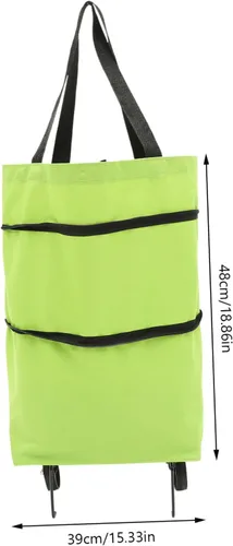 Vista 4 de Bolsa de lavandería plegable con ruedas grandes reutilizables para necesidades diarias Versátil Verde
