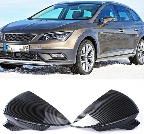 Vista 7 de Cubierta de espejo retrovisor lateral negro para Seat Leon MK3 2013-2020 Ibiza MK5 Arona 2017-2018