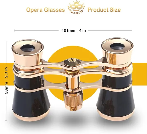 Vista 3 de Gafas de ópera, prismáticos de teatro 3X25 con mango plegable y extensible, mini binoculares compactos y ligeros, gafas de teatro portátiles