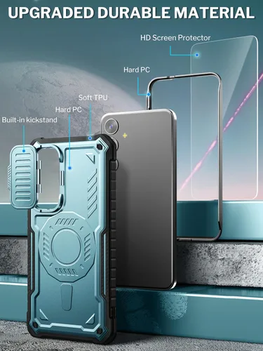 Vista 3 de ExoGuard Funda para Samsung Galaxy S24 Plus con protector de pantalla, funda protectora de goma de cuerpo completo con cubierta de cámara y función