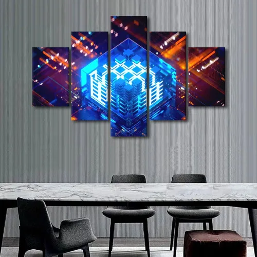 Vista 23 de TUMOVO Arte de pared para oficina C, almacenamiento, imágenes, impresión en lienzo, placa de circuito, tecnología de decoración del hogar, arte