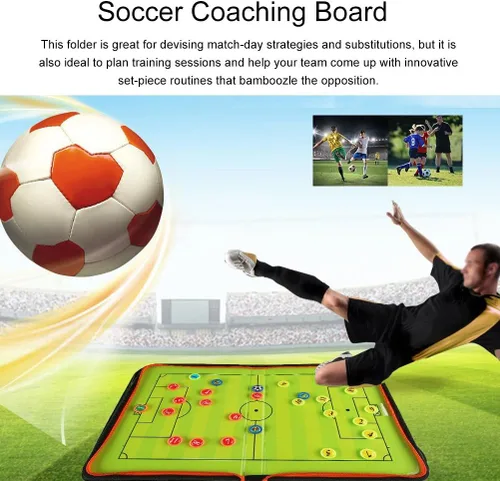 Vista 6 de Tabla táctica magnética para entrenadores de fútbol, portapapeles de entrenamiento de borrado en seco, herramienta de entrenador plegable