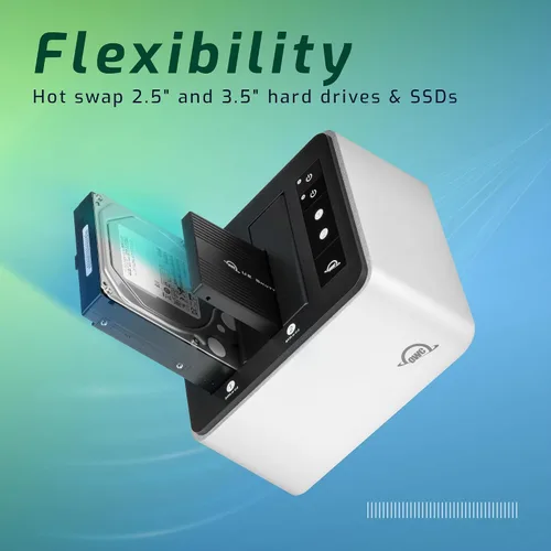 Vista 2 de OWC Drive Dock USB 10Gb/s Dual Bay SATA/U.2 NVMe Solución