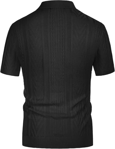 Vista 8 de PJ PAUL JONES Polo de punto para hombre, camisa de manga corta con textura de punto, camisetas de golf para hombre