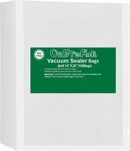 Vista 13 de O2frepak 100 bolsas selladoras al vacío grandes de 10 x 14 pulgadas sin BPA y prevención de pinchazos, bolsas de sellado al vacío, ideales