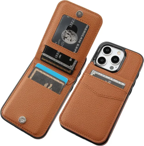 Vista 9 de KIHUWEY Compatible con iPhone 15 Pro Funda Cartera con Soporte para Tarjetas de Crédito, Tapa de Cuero Premium con Cierre Magnético y Soporte, Funda