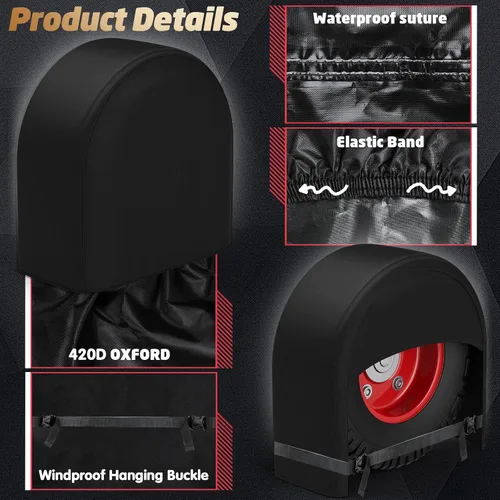 Vista 5 de K-Musculo - Juego de 2 fundas para neumáticos de RV, cubiertas impermeables para ruedas de RV, remolque de viaje, cámper, camión, SUV