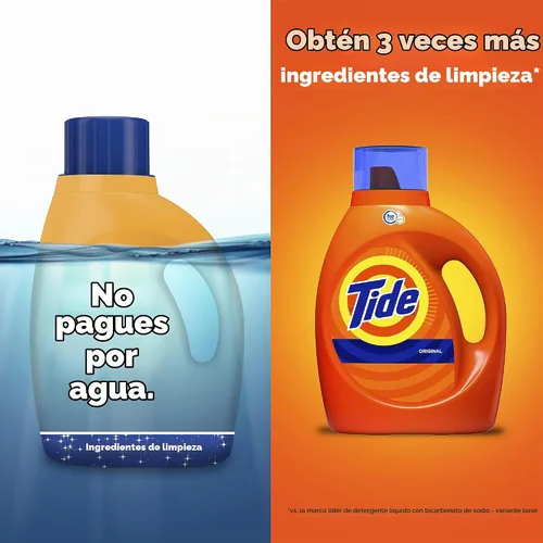 Vista 5 de Tide Detergente Líquido para Ropa, Original, 96 Cargas, 138 Onzas Líquidas