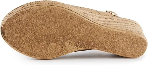 Vista 5 de Alexis Leroy tacón de cuña recortado Vamp Peep Toe Slingback sandalias de mujer
