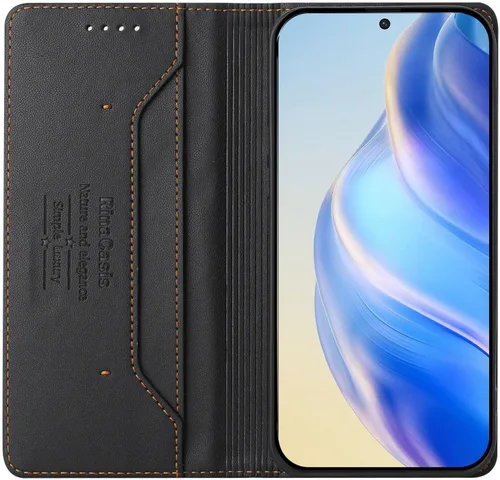 Vista 2 de Compatible con Blackview Oscal Flat 1c Flip Kickstand Magnetic Closure Wallet case Funda Negro