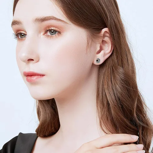 Vista 3 de Regalo para el día de San Valentín para mujeres, aretes de plata de ley 925 con animales Colibrí, pájaro, búho, herradura, fénix, ratón, abeja