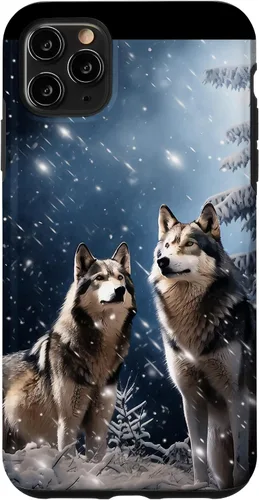 Vista 13 de Wolves Christmas Wolf Snowy Winter Forest Snowflakes Case para iPhone 16