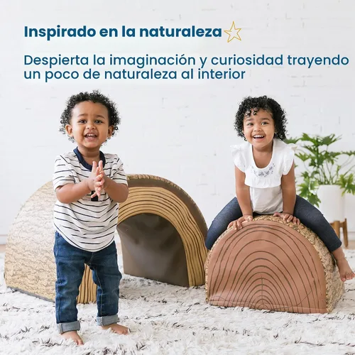 Vista 4 de ECR4Kids SoftZone - Túnel y escalador de árboles, juego para niños pequeños, chocolate, 2 piezas