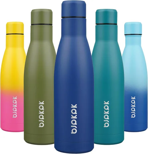 Vista 111 de [Usado] BJPKPK Botella de agua pequeña aislada de 12 onzas, frasco a prueba de A-azul