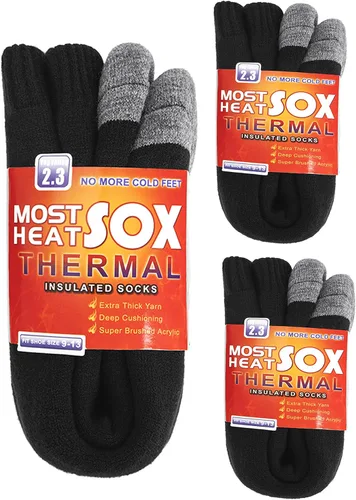Vista 23 de Calcetines térmicos para hombre, calcetines de invierno cálidos para clima frío con temperaturas extremas A1-azul (2 pares)