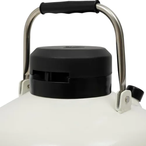 Vista 7 de YIYIBYUS Contenedor de nitrógeno líquido de 10L, tanque LN2 Dewar de nitrógeno líquido, tanque de semen de aleación de aluminio con funda protectora