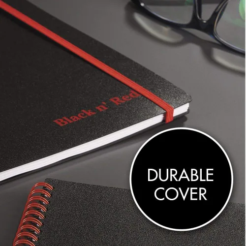 Vista 5 de Black n' Red Twin Wire Poly Cover Notebook, 8-1/4 x 5-7/8 inches, Black/Red, 70 Ruled Sheets (C67009) (5) Encuadernación desconocida