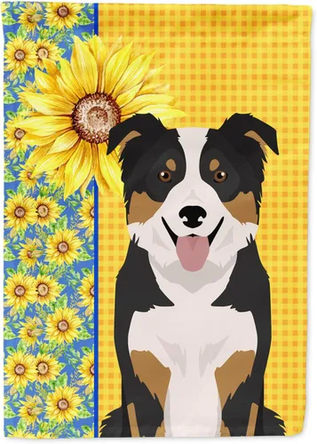Vista 82 de Caroline's Treasures WDK5313GF Bandera de jardín con diseño de girasoles de verano, color negro y tostado, Airedale Terrier para buzón, bandera