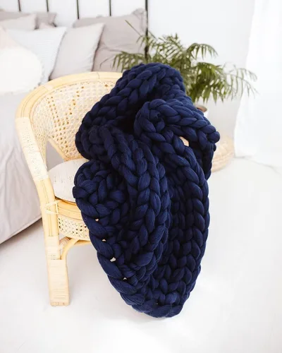 Vista 15 de Manta de punto grueso de 50 x 60 pulgadas, manta gigante tejida a mano con hilo 100% de lana merina, hecha a mano para cama, sofá, manta bohemia