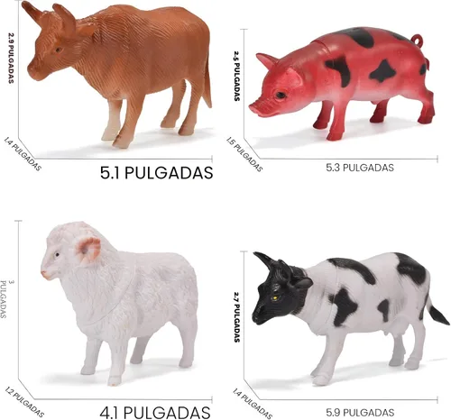 Vista 3 de Paquete de 12 juguetes de animales de granja grandes para niños de 3 a 5 años de 1 a 3 años, figuras educativas realistas de animales de granja