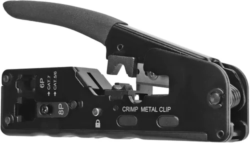 Vista 2 de Herramienta de crimpado Ethernet Crimpadora Pasa a través de Ethernet Crimper para RJ11 RJ12 Cat5 Cat6 Cat7