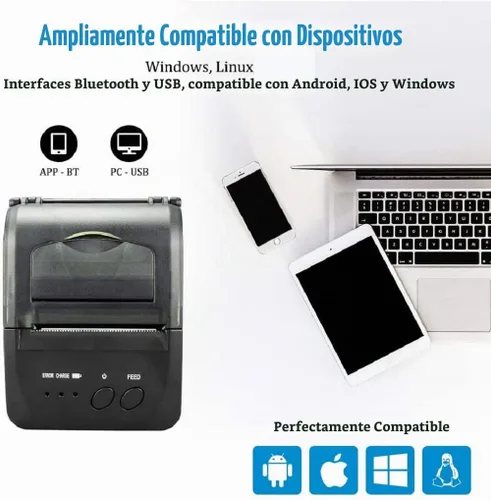 Vista 7 de NETUM Impresora Bluetooth de Recibos, Impresora Térmica Mini POS de 58mm Impresora Personal Portátil de Facturas de 2 Pulgadas para Ventas