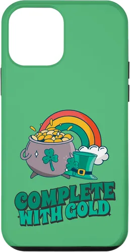 Vista 16 de iPhone 16 completo con oro - Funda con diseño de arcoíris y fortuna