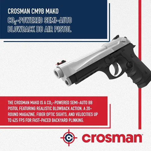 Vista 4 de Pistola de Aire BB Crosman CM9B Mako Semiautomática con Retroceso Alimentada por CO2
