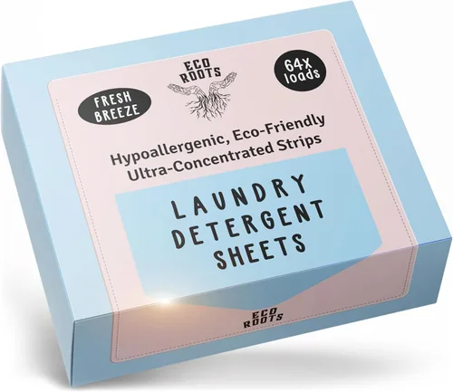Vista 10 de ECO ROOTS Hojas de detergente para ropa de 64 cargas Hojas ecológicas sin perfume, detergente para ropa de tamaño de viaje sin líquido, sin