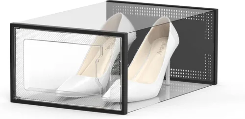 Vista 2 de 12 cajas de almacenamiento de zapatos, de plástico transparente apilable, organizador de zapatos para armario, contenedores de zapatos apilables