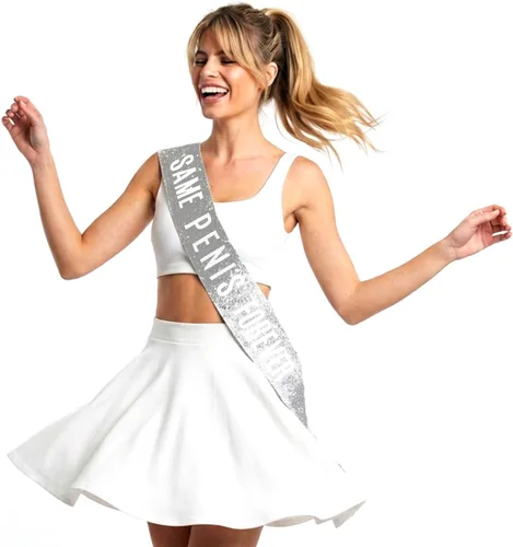 Vista 6 de Funny Bachelorette Party Sashes - BRIDAL GRADE SATIN Bride to Be Sash - Same Penisis Forever Decorations Juego de 2 piezas: Blush