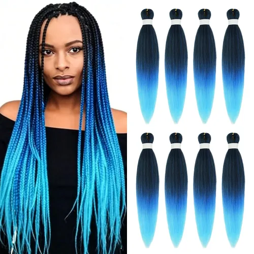 Vista 105 de 8 paquetes de extensiones preestiradas - 16 pulgadas de cabello trenzado premium, 55G/paquete, sin picazón, fijación en agua caliente, textura Perm