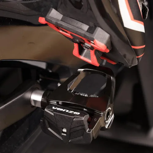 Vista 7 de Venzo Compatible con Shimano SPD-SL y Shimano SPD System para bicicleta de ejercicio en interiores, pedales y tacos con husillos resistentes de 9/16
