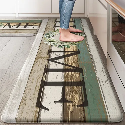 Vista 41 de KIMODE - Alfombra de cocina antifatiga para el piso, de 17.3 x 29 pulgadas, alfombra de cocina de estilo rústico, antideslizante, acolchada