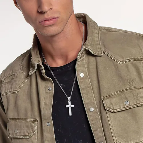 Vista 5 de XUANPAI Collar de cruz, collar con colgante de cruz grabable personalizado, joyería de Pascua, regalos de cumpleaños cristianos para hombres