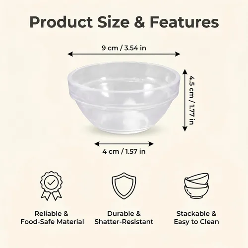 Vista 2 de 30 mini cuencos de plástico pequeños, 3.5 pulgadas y 4 onzas, cuencos de ingredientes para salsa de inmersión, aperitivos, postres, helados, dulces