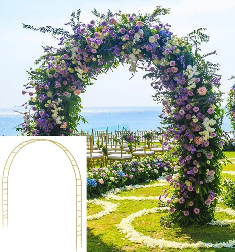 Vista 9 de Queension Arco de boda extragrande para ceremonia de 8.5 pies de ancho y 7.4 pies de alto para gran espacio, soporte de telón de fondo de arcos