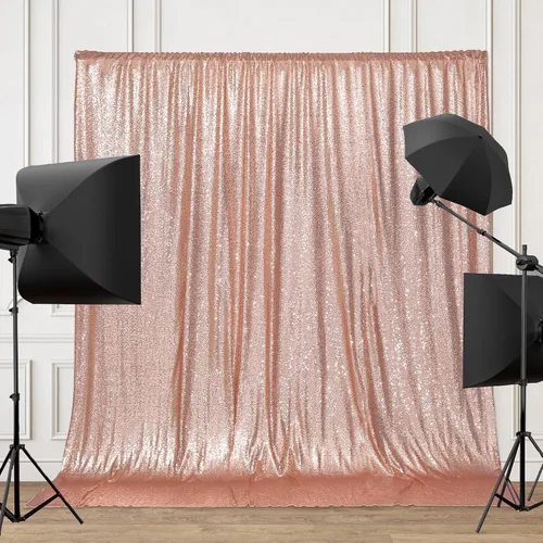 Vista 59 de PartyDelight Cortinas de Fondo de Lentejuelas 2 Paneles Negro 5 Pies x 10 Pies Telón de Fondo para Fotografía Cortina de Boda Eventos Especiales