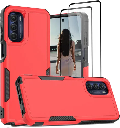 Vista 36 de Jeylly para Moto G Stylus 5G 2021 Funda con [2 Pack] Protector de Pantalla de Vidrio Templado, Protección Grado Militar Anti-Arañazos, Funda A