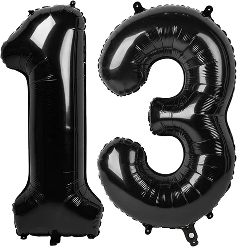 Vista 444 de Globos con números de 40 pulgadas, color negro, para decoraciones de cumpleaños de 10 a 100 años Jumbo 40In & Vibrant Color, With Hanging Holes