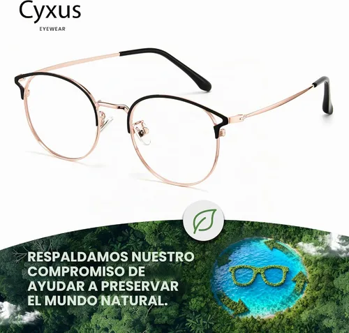 Vista 4 de Cyxus Blue Light Glasses for Men and Women, Retro Round Metal Frame 8092 rosado (03-Pink-8092T66US)
