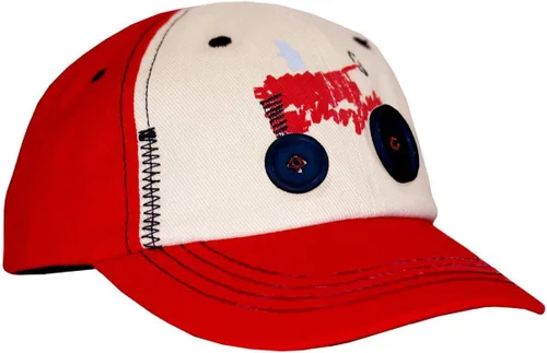 Vista 3 de Case IH Sombrero de 2 tonos para niños pequeños con ruedas de botón (niño pequeño, rojo), Rojo caqui